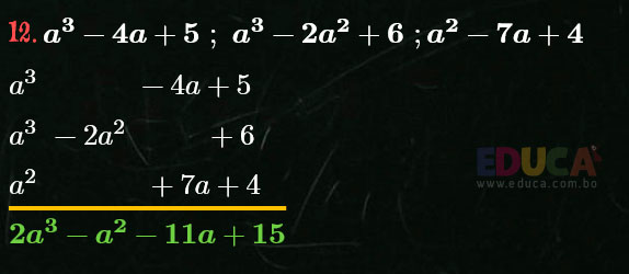 Solución Ejercicio 17 - Ejercicio 12 - Suma de Polinomios - Algebra de Baldor