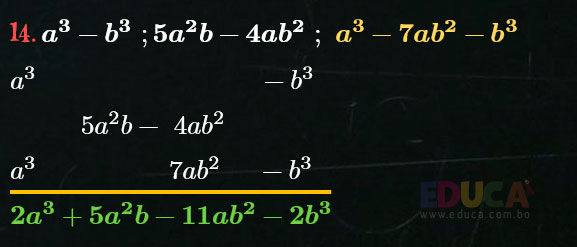 Solución Ejercicio 17 - Ejercicio 14 - Suma de Polinomios - Algebra de Baldor