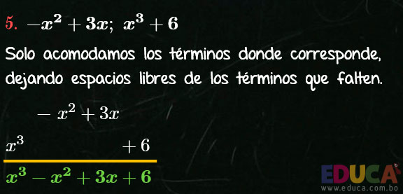 Solución Ejercicio 17 - Ejercicio 5 - Suma de Polinomios - Algebra de Baldor
