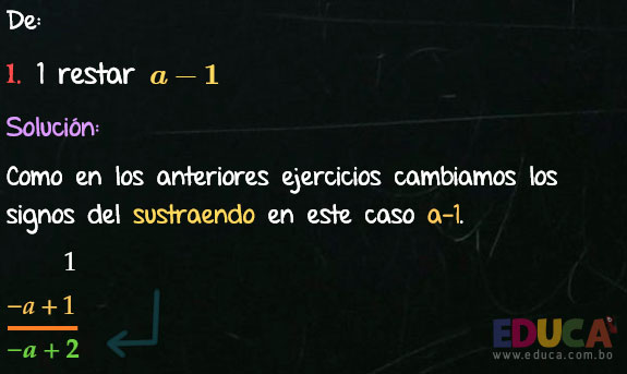 Solución Ejercicio 23 - Ejercicio 1 - Resta de Polinomios - Algebra de Baldor - www.educa.com.bo
