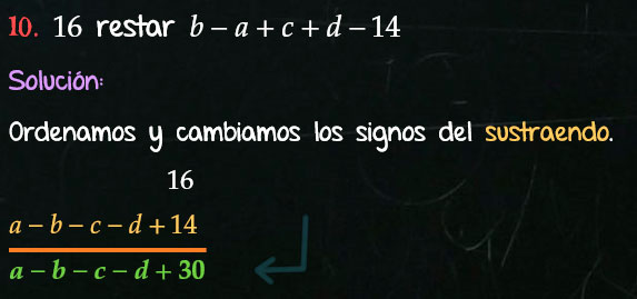 Solución Ejercicio 23 - Ejercicio 10 - Resta de Polinomios - Algebra de Baldor- www.educa.com.bo