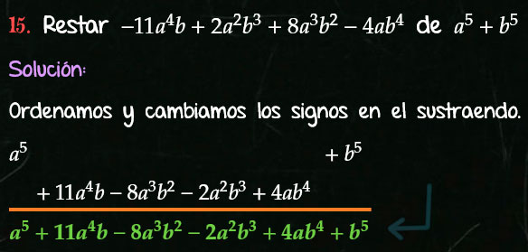 Solución Ejercicio 23 - Ejercicio 15 - Resta de Polinomios - Algebra de Baldor- www.educa.com.bo