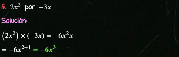 Solución Ejercicio 35 - Ejercicio 5 - Multiplicación de Monomios - Multiplicación. Ley de exponentes, Ley de los coeficientes, casos de la multiplicación. Solucionario - Algebra de Baldor - www.educa.com.bo