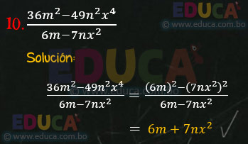 Solución - Ejercicio 69-10 - Cocientes notables - Algebra de Baldor