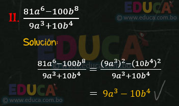 Solución - Ejercicio 69-11 - Cocientes notables - Algebra de Baldor