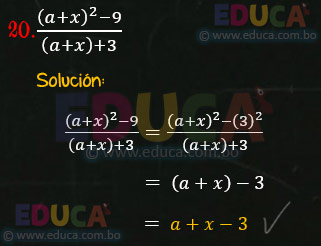 Solución - Ejercicio 69-20 - Cocientes notables - Algebra de Baldor