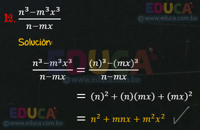 Solución - Ejercicio 70-12 - Cocientes notables - Algebra de Baldor