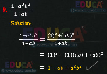 Solución - Ejercicio 70-9 - Cocientes notables - Algebra de Baldor