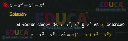 Solución - Ejercicio 89-28 - Descomposición factorial - Algebra de Baldor