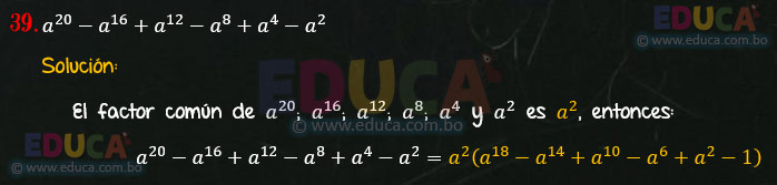 Solución - Ejercicio 89-39 - Descomposición factorial - Algebra de Baldor