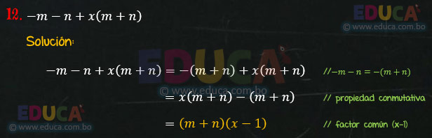 Solución - Ejercicio 90-12 - Descomposición factorial - Algebra de Baldor