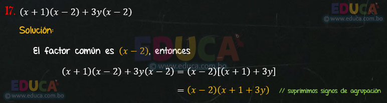 Solución - Ejercicio 90-17 - Descomposición factorial - Algebra de Baldor