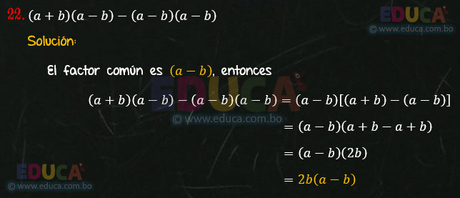 Solución - Ejercicio 90-22 - Descomposición factorial - Algebra de Baldor