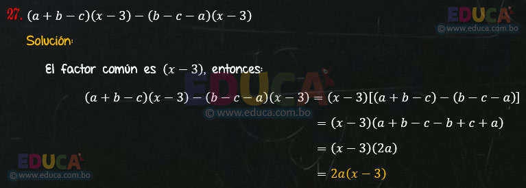 Solución - Ejercicio 90-27 - Descomposición factorial - Algebra de Baldor