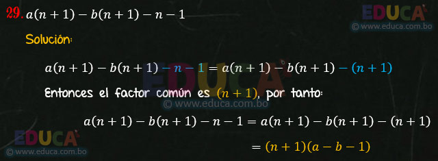 Solución - Ejercicio 90-29 - Descomposición factorial - Algebra de Baldor