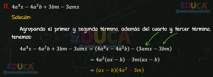 Solución - Ejercicio 91-11 - Descomposición factorial - Algebra de Baldor