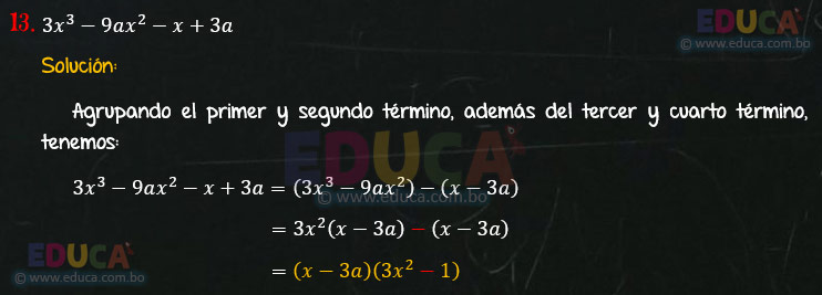 Solución - Ejercicio 91-13 - Descomposición factorial - Algebra de Baldor