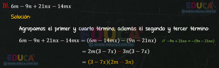 Solución - Ejercicio 91-16 - Descomposición factorial - Algebra de Baldor