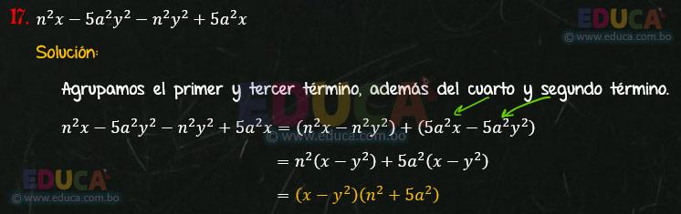 Solución - Ejercicio 91-17 - Descomposición factorial - Algebra de Baldor