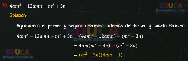 Solución - Ejercicio 91-19 - Descomposición factorial - Algebra de Baldor