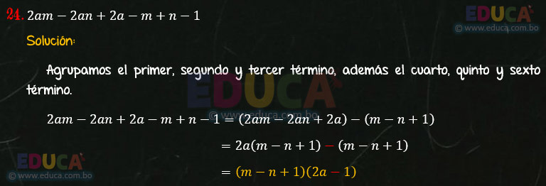 Solución - Ejercicio 91-24 - Descomposición factorial - Algebra de Baldor