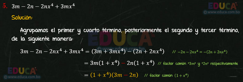 Solución - Ejercicio 91-5 - Descomposición factorial - Algebra de Baldor