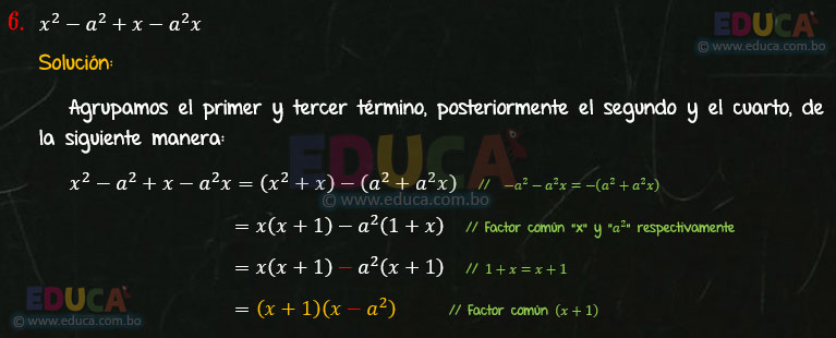 Solución - Ejercicio 91-6 - Descomposición factorial - Algebra de Baldor
