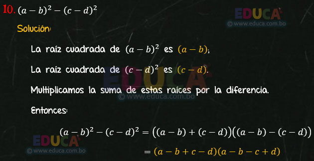 Solución - Ejercicio 94-10 - Descomposición factorial - Algebra de Baldor