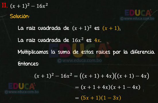 Solución - Ejercicio 94-11 - Descomposición factorial - Algebra de Baldor