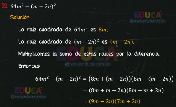 Solución - Ejercicio 94-12 - Descomposición factorial - Algebra de Baldor