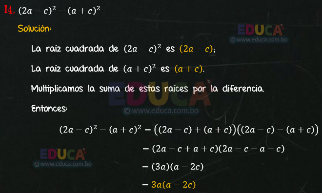 Solución - Ejercicio 94-14 - Descomposición factorial - Algebra de Baldor