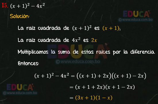 Solución - Ejercicio 94-15 - Descomposición factorial - Algebra de Baldor