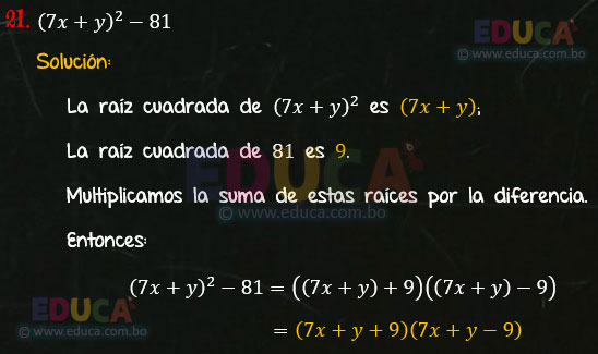 Solución - Ejercicio 94-21 - Descomposición factorial - Algebra de Baldor