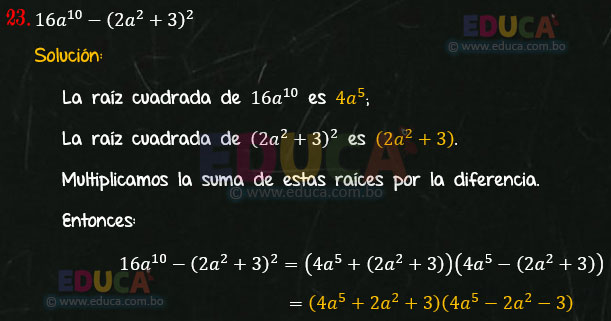 Solución - Ejercicio 94-23 - Descomposición factorial - Algebra de Baldor