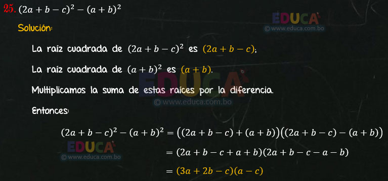 Solución - Ejercicio 94-25 - Descomposición factorial - Algebra de Baldor