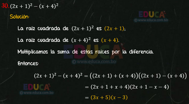 Solución - Ejercicio 94-30 - Descomposición factorial - Algebra de Baldor