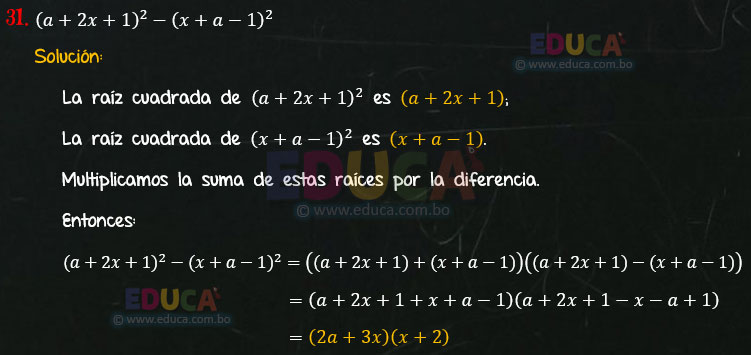 Solución - Ejercicio 94-31 - Descomposición factorial - Algebra de Baldor