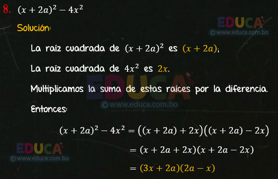 Solución - Ejercicio 94-8 - Descomposición factorial - Algebra de Baldor