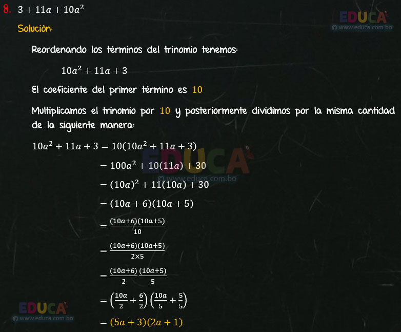 Solución - Ejercicio 100-8 - Descomposición factorial - Algebra de Baldor