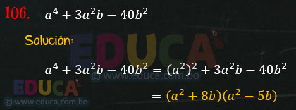 Solución - Ejercicio 106-106 - Descomposición factorial - Algebra de Baldor