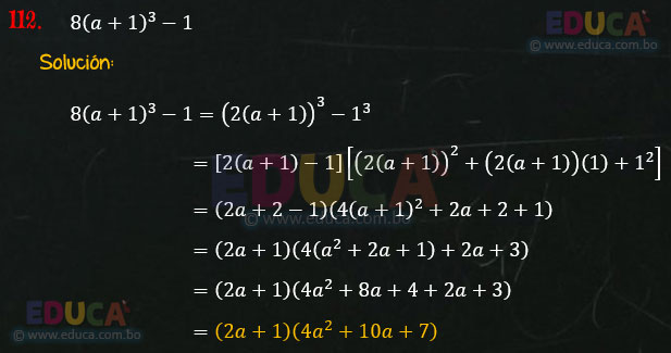 Solución - Ejercicio 106-112 - Descomposición factorial - Algebra de Baldor
