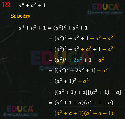 Solución - Ejercicio 106-122 - Descomposición factorial - Algebra de Baldor