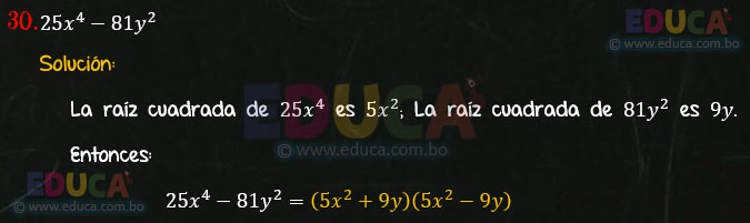 Solución - Ejercicio 106-30 - Descomposición factorial - Algebra de Baldor