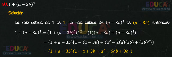 Solución - Ejercicio 106-40 - Descomposición factorial - Algebra de Baldor