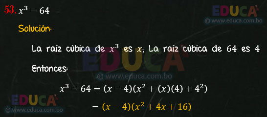 Solución - Ejercicio 106-53 - Descomposición factorial - Algebra de Baldor