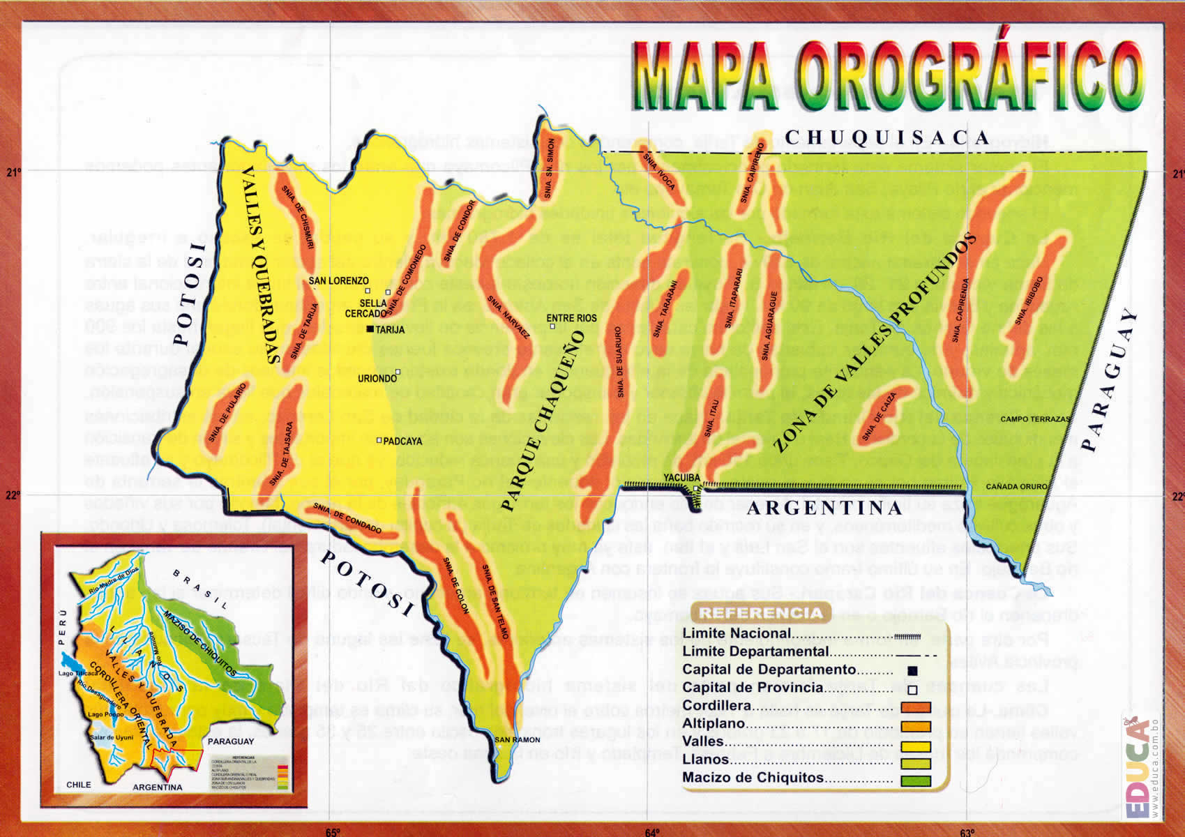 Mapa orográfico de Tarija | Departamento de Tarija | Historia