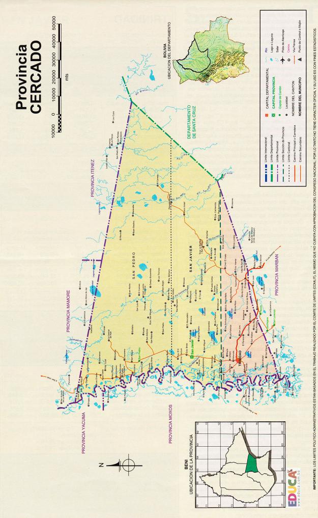 Mapa Provincia Cercado - Beni Bolivia Mapa Provincia Cercado - Beni Bolivia