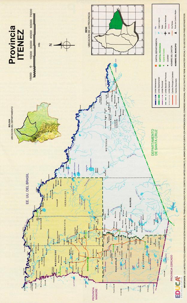 Mapa Provincia Iténez - Beni Bolivia Mapa Provincia Iténez - Beni Bolivia