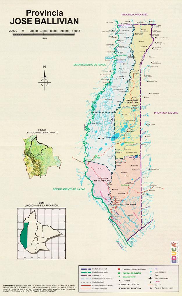 Mapa Provincia Gral José Ballivián - Beni Bolivia