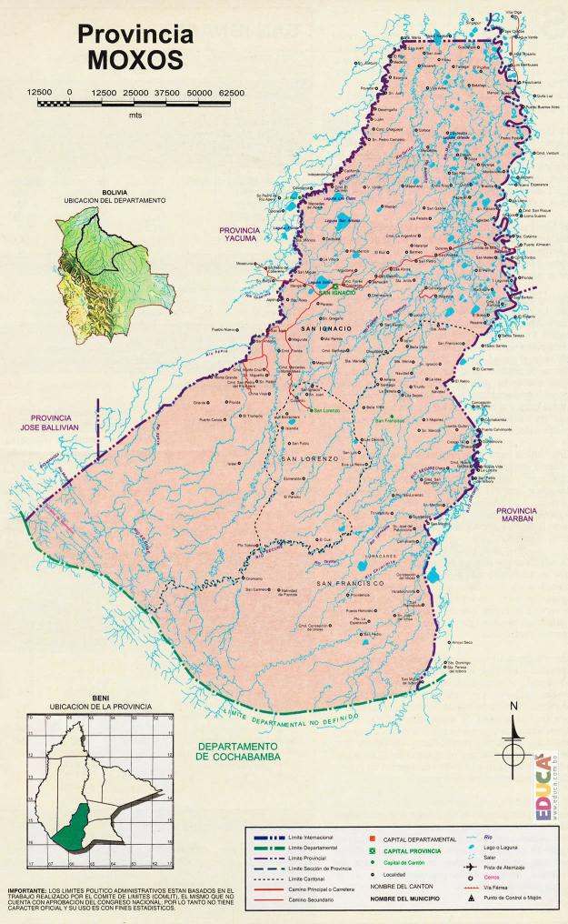 Mapa Provincia Moxos - Beni Bolivia Mapa Provincia Moxos - Beni Bolivia